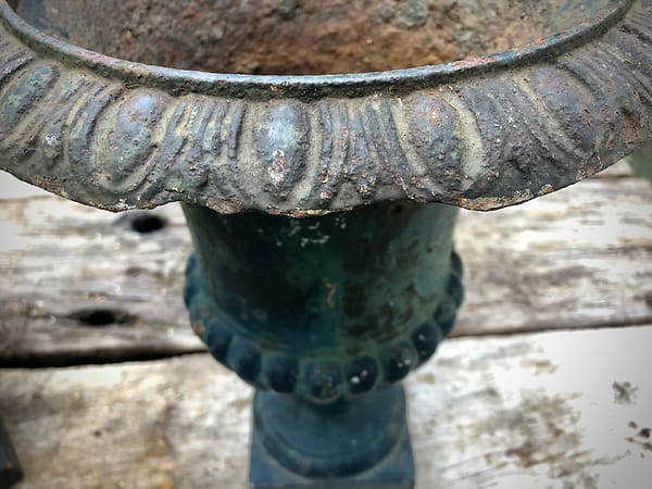 French 1930's, cast iron garden urns