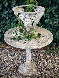 French antique garden table with plant stand
