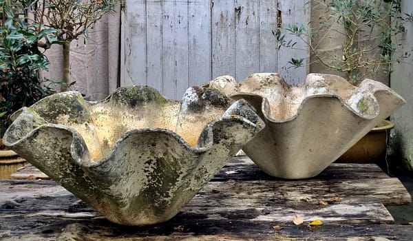 A pair of large, mid-century garden planters