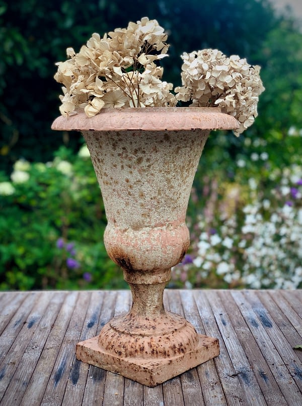 Antique French, cast iron garden urn
