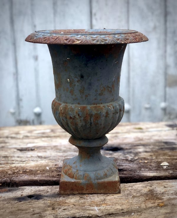 French antique, cast iron garden urn