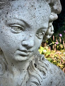 French early to mid-century, composite stone, garden bust