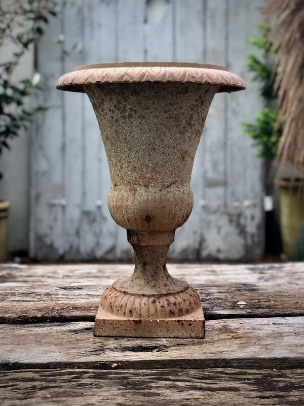 Antique French, cast iron garden urn