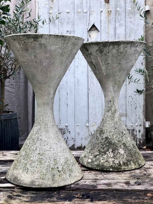 A pair of large, mid-century garden planters
