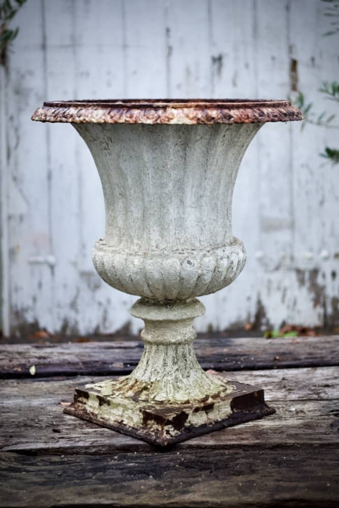 Antique, large cast iron urn