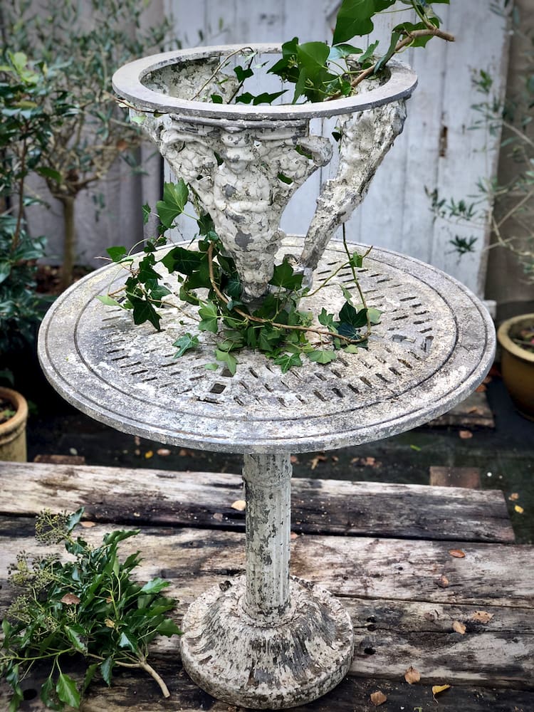 French antique garden table with plant stand